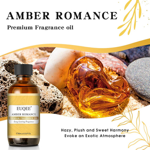 Amber Romance Fragrance Oils, 2.02 Fl oz/ 60ml Essential Oils for Diffuser, Candle Making, DIY Soap with Glass Dropper