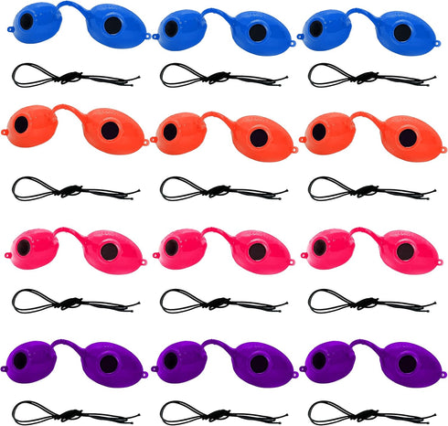 Super Sunnies UV Eye Protection Eyeshields, Tanning Bed Goggles, Red Light Therapy Glasses w/Strap, 12 Pack