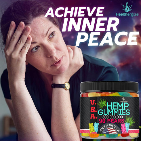 Hemp Gummies Bears, 90 Fruity Flavors Sleep Gummies for Calm, Muscles Discomfort, Relaxation, Natural Hemp Oil Edibles