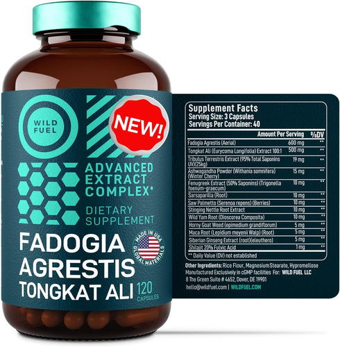 Fadogia Agrestis 600mg and Tongkat Ali 500mg Supplement - Muscle and Strength Support, Ashwagandha Maca Fenugreek