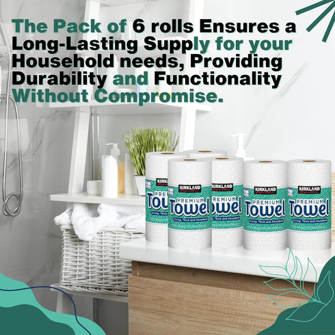 Worldwide Nutrition 6 160 2-Ply Bundle, Compatible with Kirkland Premium Paper Towels, Strong, Thick, and Absorbent