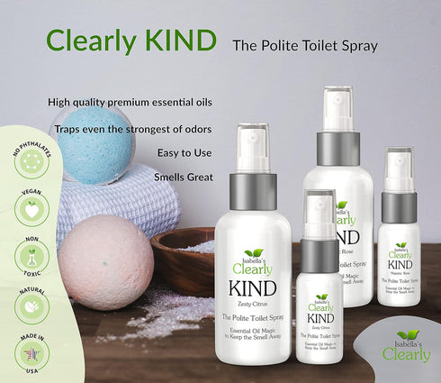 Clearly KIND, The Polite Odor Eliminator Toilet Spray, 4 Oz, 100% Natural Bathroom Spray