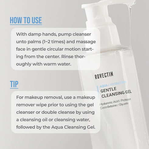 ROVECTIN Aqua Cleansing Gel, 5.9 fl. oz, Hydrating pH Balanced Facial Wash for Sensitive, Dry Skin