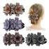 inSowni 4 Pack Luxury Fancy Gems - Korean Decorative Glitter Crystals Double Flower Hair Claws for Women Girls