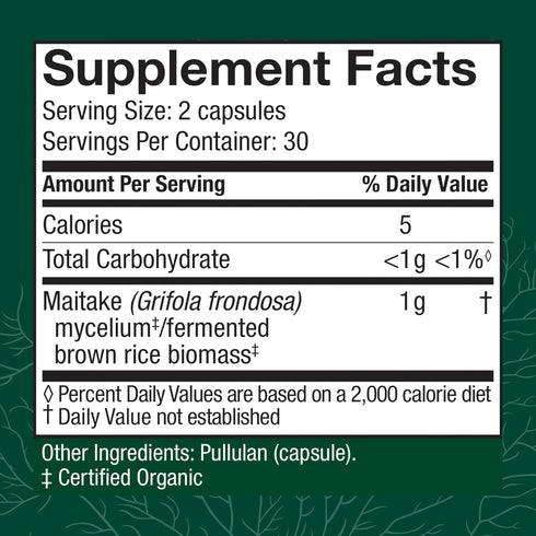 Host Defense Maitake Capsules - Immune & Cellular Health Support Supplement - Dietary Herbal Supplement with Maitake Mushroom & Mushroom Mycelium - 60 Capsules (30 Servings)*