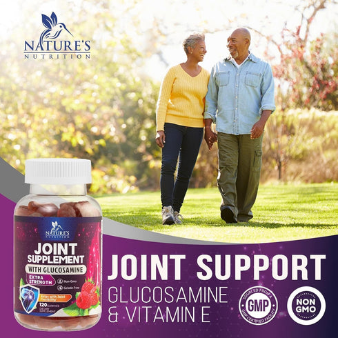 Nature's Joint Support Gummies, 120 Gummies, Glucosamine Plus Vitamin E for Joint Health & Flexibility