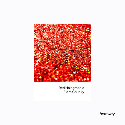 Hemway Premium Ultra Sparkle Glitter - Multi Purpose Metallic Flake for Arts, Crafts, Nails, Red Holographic