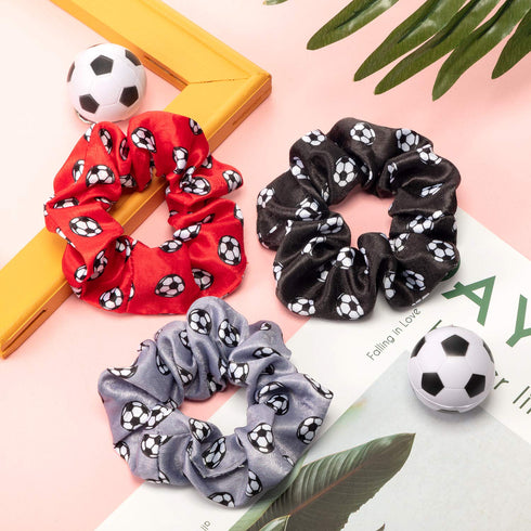 Poen 8 Pieces Colorful Soccer Hair Scrunchies, Elastic Bands, Ponytail Holders for Girls Women