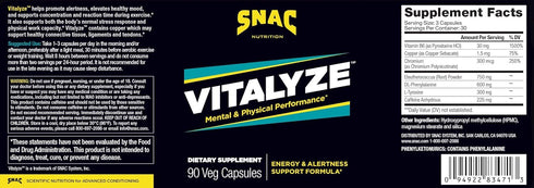 SNAC Vitalyze Mental Alertness and Physical Performance Energy Enhancer, 90 Capsules