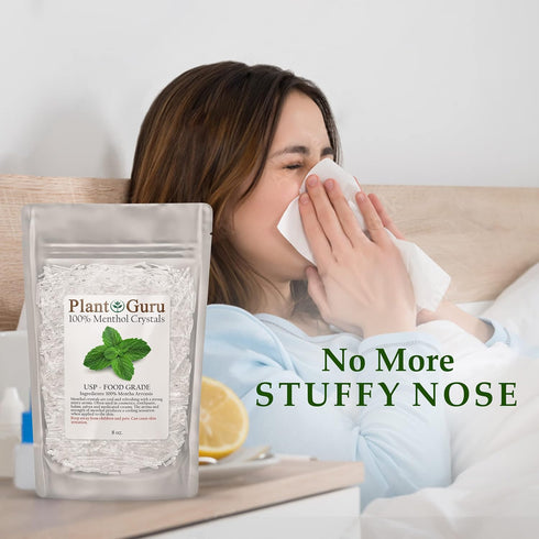 Menthol Crystals 8 oz - 100% Pure Natural USP Food Grade for Cosmetics, Salves, Balms, Soap Making