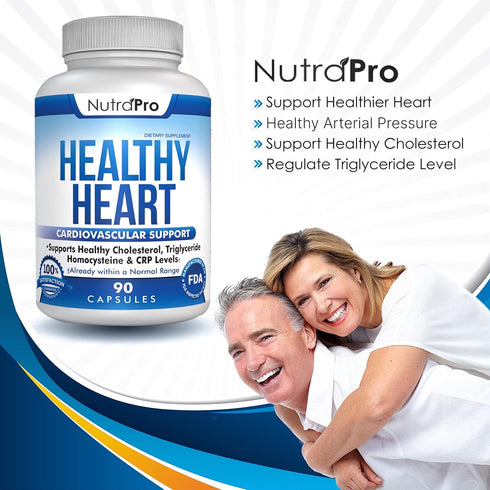 NutraPro Healthy Heart - Heart Health Supplements. Artery Cleanse & Protect. Supports Cholesterol and Triglyceride Balancing. GMP Certified