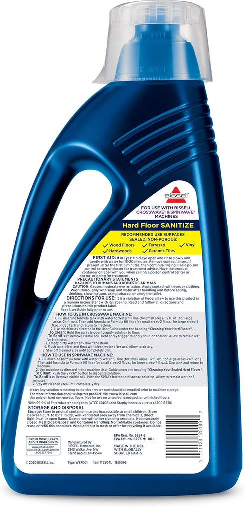 Bissell Hard Floor Sanitize Formula, 80 oz, 2504L, 80 Fl Oz