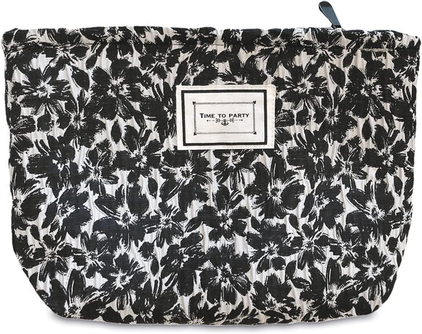 STARDW Floral Cosmetic Bags, Large Capacity Makeup Bag for Women and Girls, Canvas Makeup Organizer Pouch
