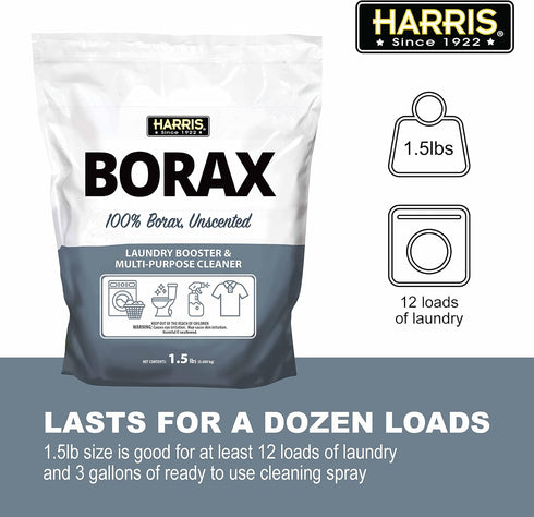 HARRIS 1.5lb Borax Powder Hard Water Laundry Booster and Powerful Multi-Purpose Cleaner, (Unscented)
