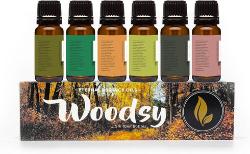 Set (6 Pack) Eternal Essence Oils Woodsy Premium Fragrance Oils - Including Pine, Cedar Wood, Sandalwood, Bamboo