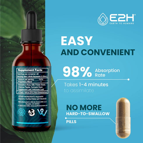 Liver Cleanse Detox & Repair, Herbal Liver Support Milk Thistle Supplement, 2 Fl Oz by E2H
