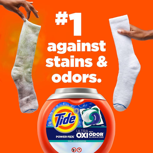 Tide Ultra OXI Power PODS, 63 Count, with Odor Eliminators for Visible and Invisible Dirt