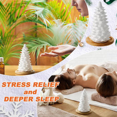 Honeydak Christmas Passive Essential Oil Diffuser Gifts, Christmas Tree Ceramic Diffuser with Wooden Tray for Home