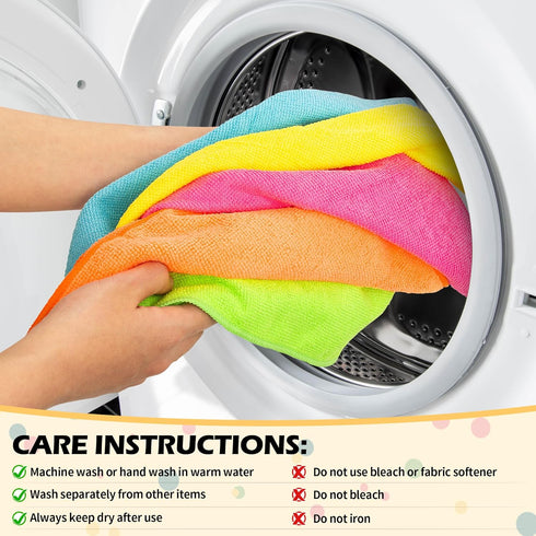 FIXSMITH Microfiber Cleaning Cloth, 50 Pack Lint-Free Rags for Housekeeping, Kitchen, Car - 12"x12" in 5 Colors