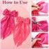 Large Pink Oversized Hair Bows, 4 Pack Satin Ribbons and Long Tail Barrettes for Women Girls