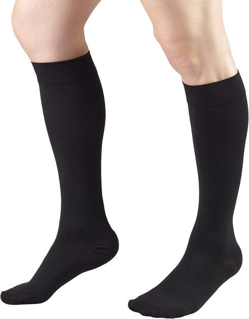 Truform 20-30 mmHg Compression Stockings, Knee High, Closed Toe, Black, Small