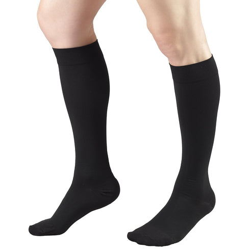 Truform Short Length 20-30 mmHg Compression Stockings for Men and Women, Black, Small
