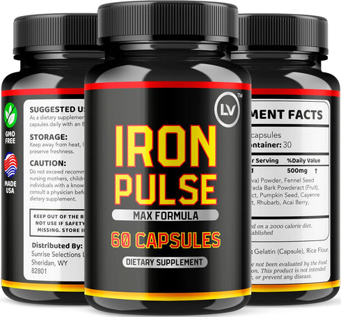(2 Pack) IronPulse Capsules - Max Support Formula, 120 Capsules for 2 Months