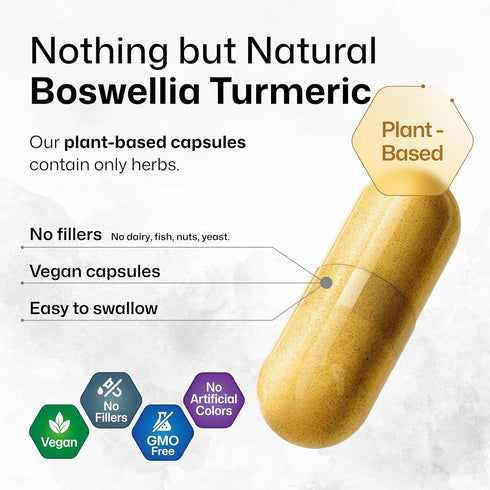 BIO KRAUTER Turmeric Supplement with Boswellia Extract Capsules - 2000 mg Blend, 100 Count, Vegan Formula