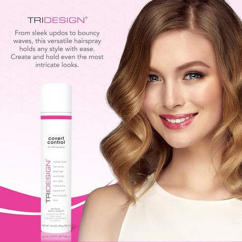 TRI Design Covert Control Hairspray 10.5 Oz | Aerosol Strong Hold Hairspray for Women & Men | Fast-Drying Hair Setting
