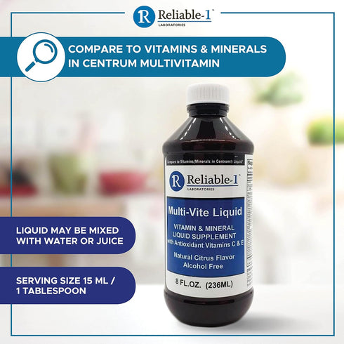 Multi-Vite Liquid Multivitamin for Adults, Antioxidant Supplement for Immunity, Metabolism, and Energy Support, 8 FL.OZ.
