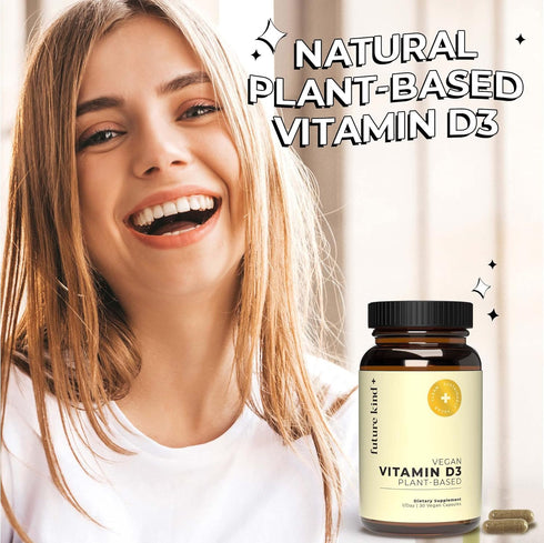 Future Kind Vegan Vitamin D3-2500 IU Plant-Based Supplement - Sugar-Free Lichen-Based for Cell & Immune Support (30
