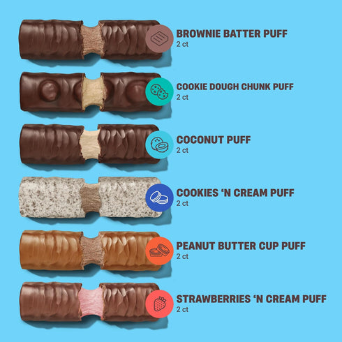 Pack 15-17g 12 Count BUILT Bar Puff Protein Bars - Variety - Protein Snack Bars with Collagen - Calorie Conscious