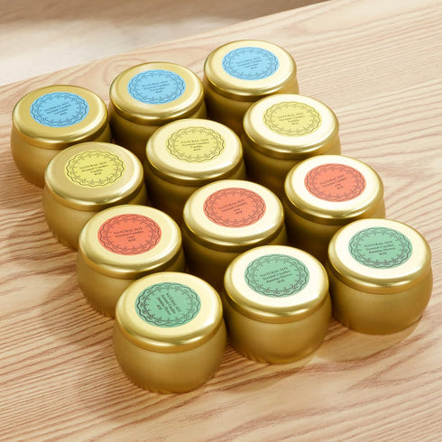Tuyai Set, 12 Pack 4 oz Scented Candles Gift Natural Soy Wax Single tin for Family Gatherings, Festive Candles