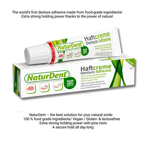 NaturDent Natural Strong Denture Adhesive, Holds Dentures Longer, No Zinc, No Petrochemical, No Yucky Taste