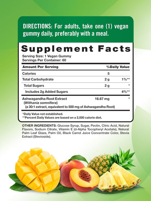 Nature's Truth Ashwagandha Gummies | 60 Tropical Flavor Gummies | Vegan, Non-GMO, & Gluten Free Supplement