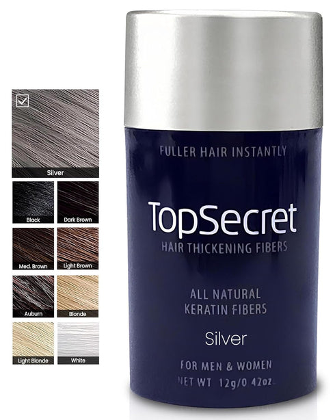 Top Secret Hair Thickening Building Fibers Refills, Undetectable & Natural Hair Filler for Men & Women, Silver, Regular