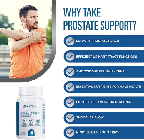 Clinical Effects Prostate Health Supplement, Men's Wellness Formula with Vitamin E & Pumpkin Seed (60 Capsules)