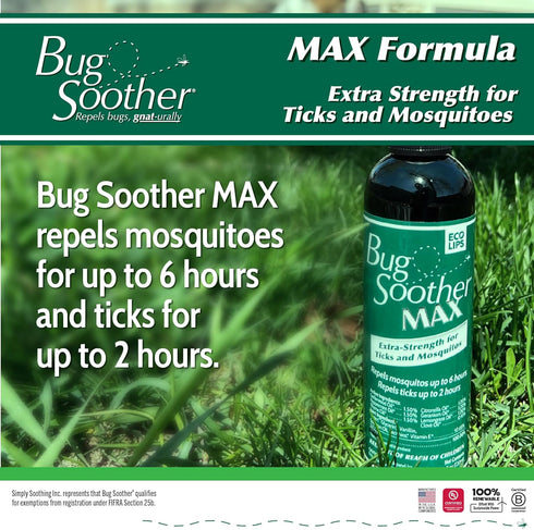 Bug Soother MAX Natural Gnat, Tick, and Mosquito Repellent, 8 fl oz DEET-Free Bug Spray Made in USA