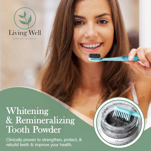 Living Well with Dr. Michelle - Cool Mint Tooth Powder, Remineralizing & Whitening, Contains Hydroxyapatite