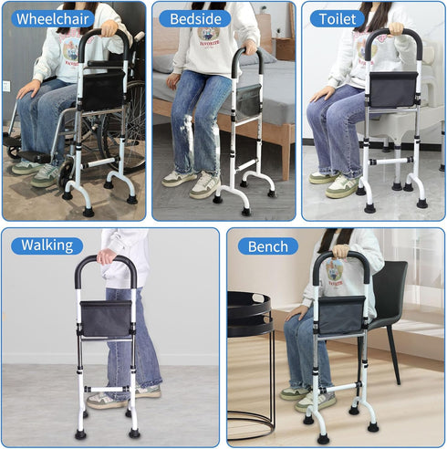 Stand Assist Mobility Aid Rail for Seniors Adjustable Safety Grab Bar for Bed, Couch, Chair, Toilet Non-Slip Base, Easy