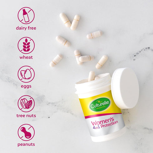 Culturelle 4-in-1 Probiotics for Women, 30 Count, Daily Probiotic & Prebiotic for Digestive and Vaginal Health
