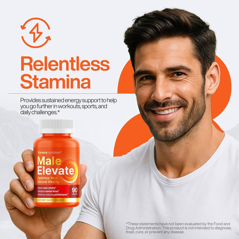Vynora Nutrition 90 Testosterone Booster Supplement - Male Enhancing Performance Pills for Men - Fast Acting Blood