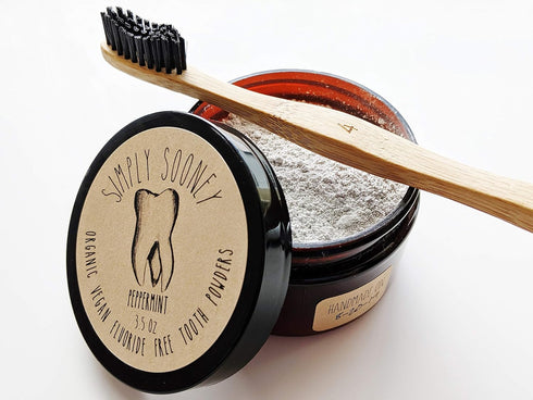 Zero Waste Organic Vegan Fluoride Free Tooth Powder, Peppermint Flavor, Ships Without Any Plastic Packaging, Natural