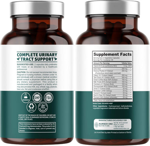 N1N Premium Uric Acid Support Supplement, All Natural Kidney Cleanse with 14X Potent Herbs, 60 Veg Caps