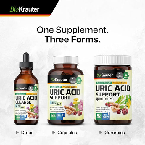 BIO KRAUTER Uric Acid Support Tincture, Natural Kidney Supplement with Tart Cherry, Milk Thistle, Turmeric, Vegan Drops