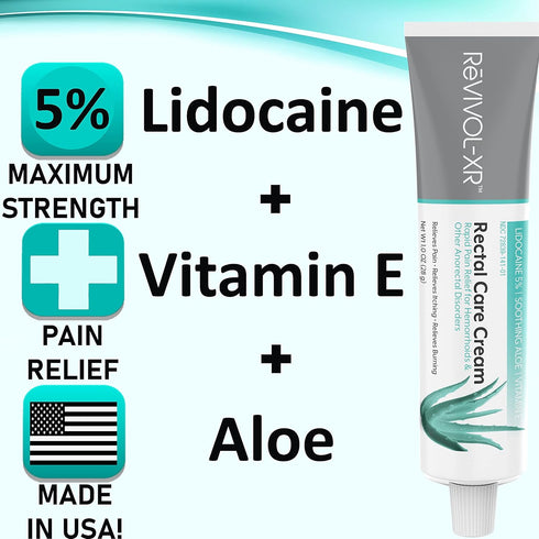 Hemorrhoid Cream - Maximum Strength 5% Lidocaine Numbing for Rapid Pain Relief, USA Made (Standard Care)