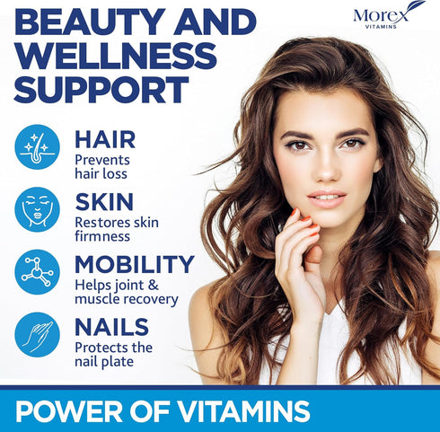 Hair Vitamins Natural Gummies - Biotin Multivitamin for Hair, Skin & Nails with Collagen & Keratin, Anti Aging Collagen