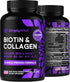 Biotin Vitamins 5000mcg for Hair, Skin & Nails with Marine Collagen Peptides & B Complex, 60 Caps