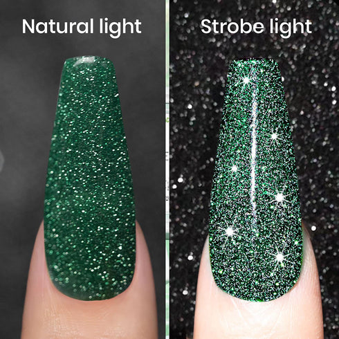 RARJSM Glitter Gel Polish, Olive Green Sparkly Nail Polish for Manicure, UV LED Cure Gel Nail Art, 7.5ML