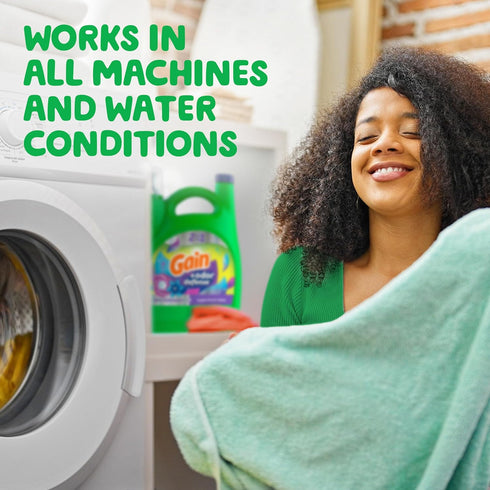 Gain + Odor Defense Liquid Laundry Detergent, Super Fresh Blast Scent, 154 fl oz, 107 Loads, HE Compatible